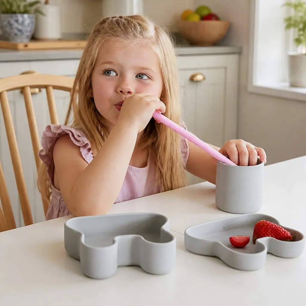 Silicone Snack Bowl Plate Minty Green Toddler Freezer Safe Non Stick Non Slip