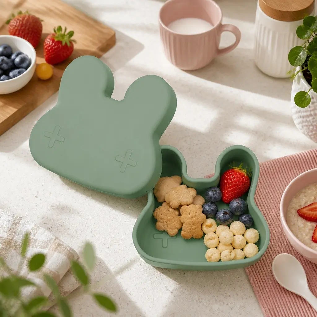Silicone Bowl Plate Rust Toddler On-The-Go Snacking Travel