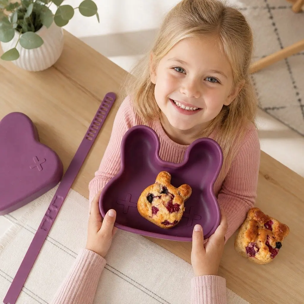 Silicone Bowl Plate Rust Toddler On-The-Go Snacking Travel