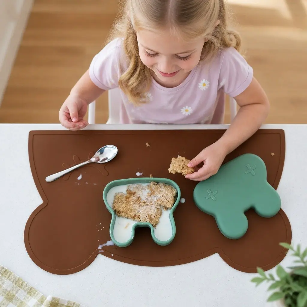 Silicone Bowl Plate Rust Toddler On-The-Go Snacking Travel