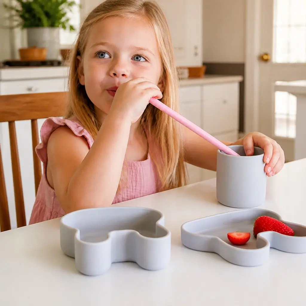 Silicone Bowl Plate Rust Toddler On-The-Go Snacking Travel