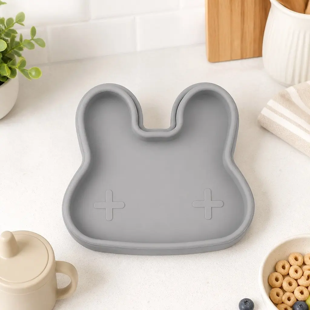 Toddler Snack Bowl Plate Plum Silicone Microwave Freezer Safe