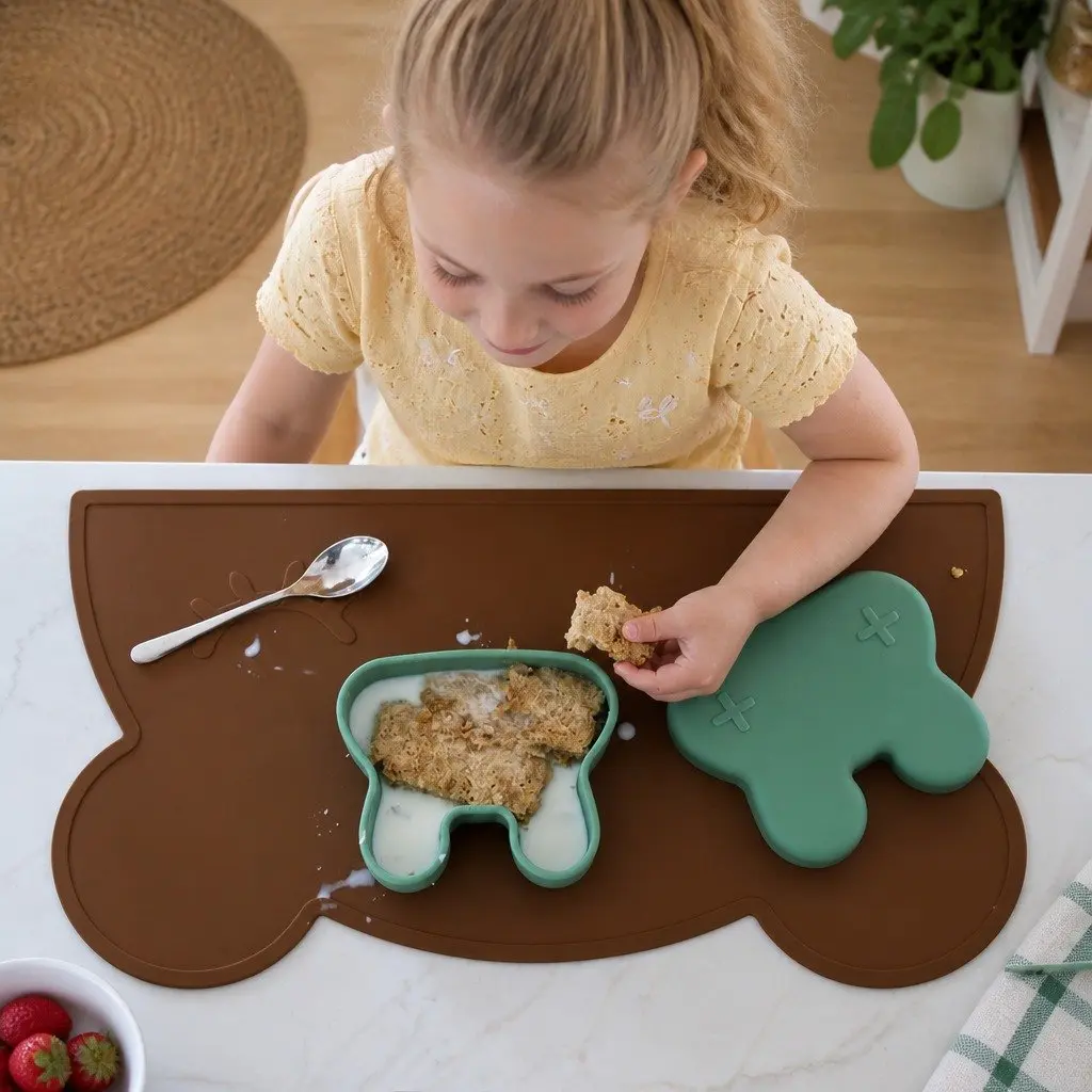 Toddler Snack Bowl Plate Plum Silicone Microwave Freezer Safe