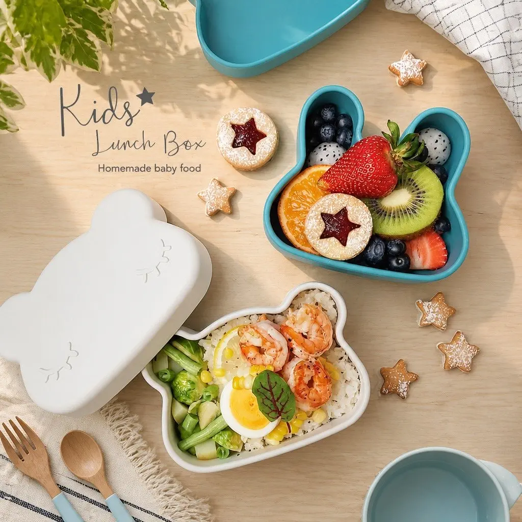 Toddler Snack Bowl Plate Plum Silicone Microwave Freezer Safe