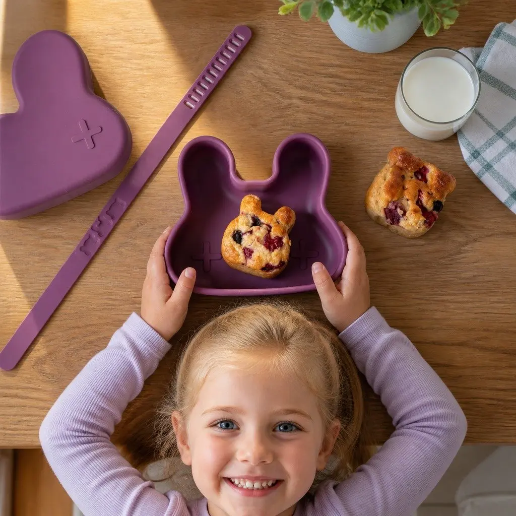 Silicone Toddler Bowl Plate Set Sage Portable Snack Container