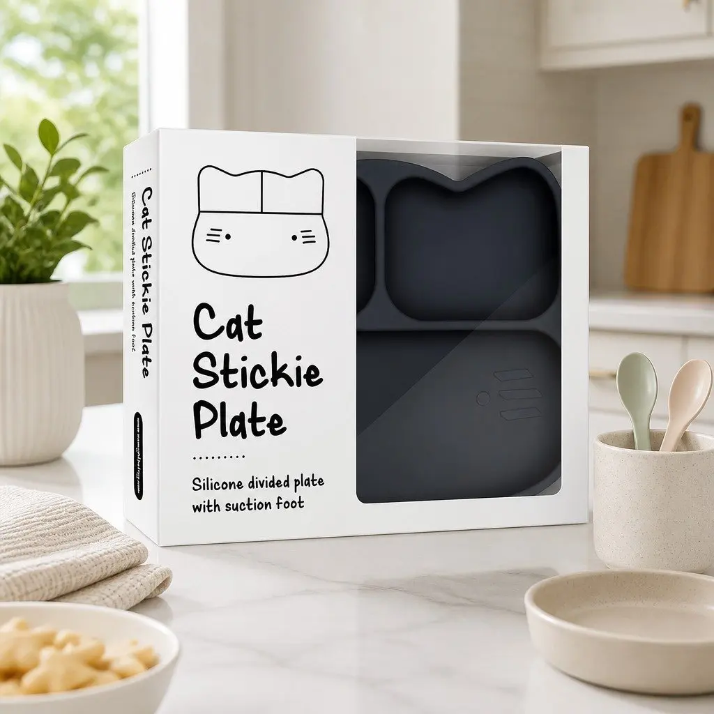 Divided Plate Charcoal Three Section Suction Base for Toddlers Feeding