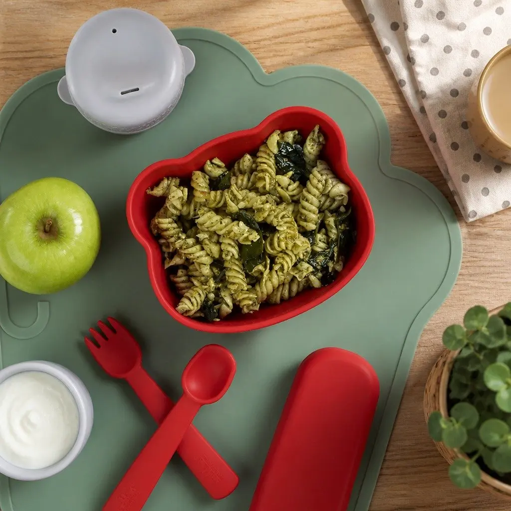 Suction Bowl with Lid for Toddlers Kids Feeding Mealtime Silicone Rust