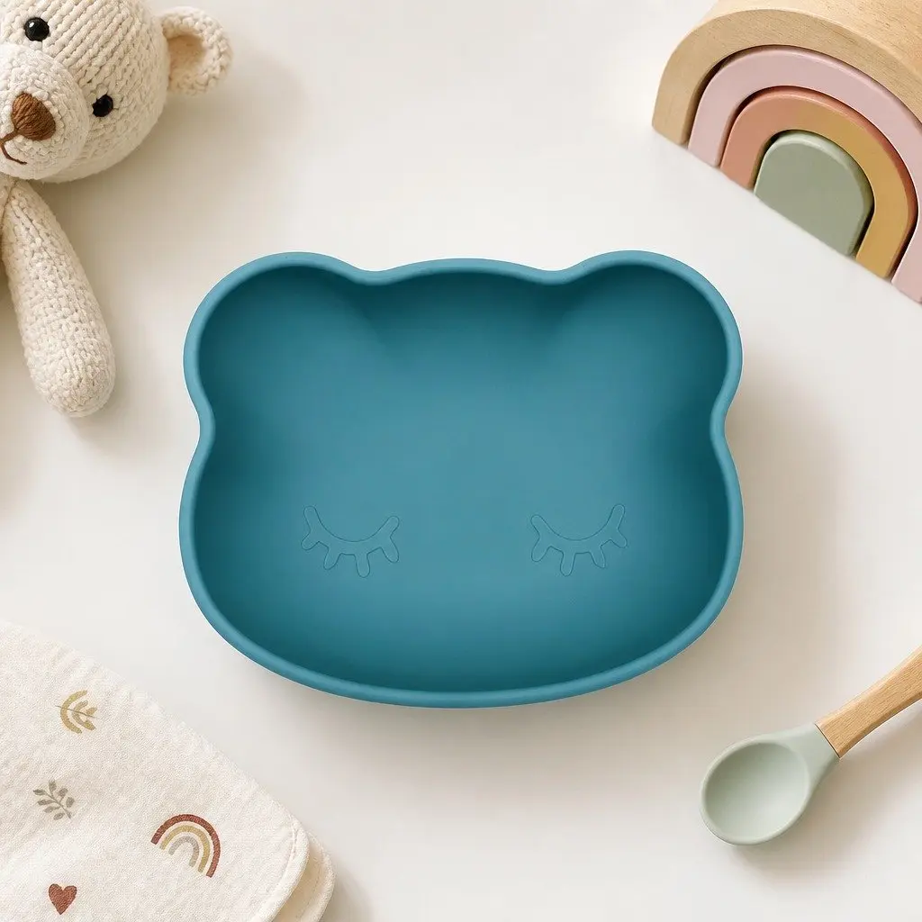 Suction Bowl with Lid for Toddlers Kids Feeding Mealtime Silicone Rust