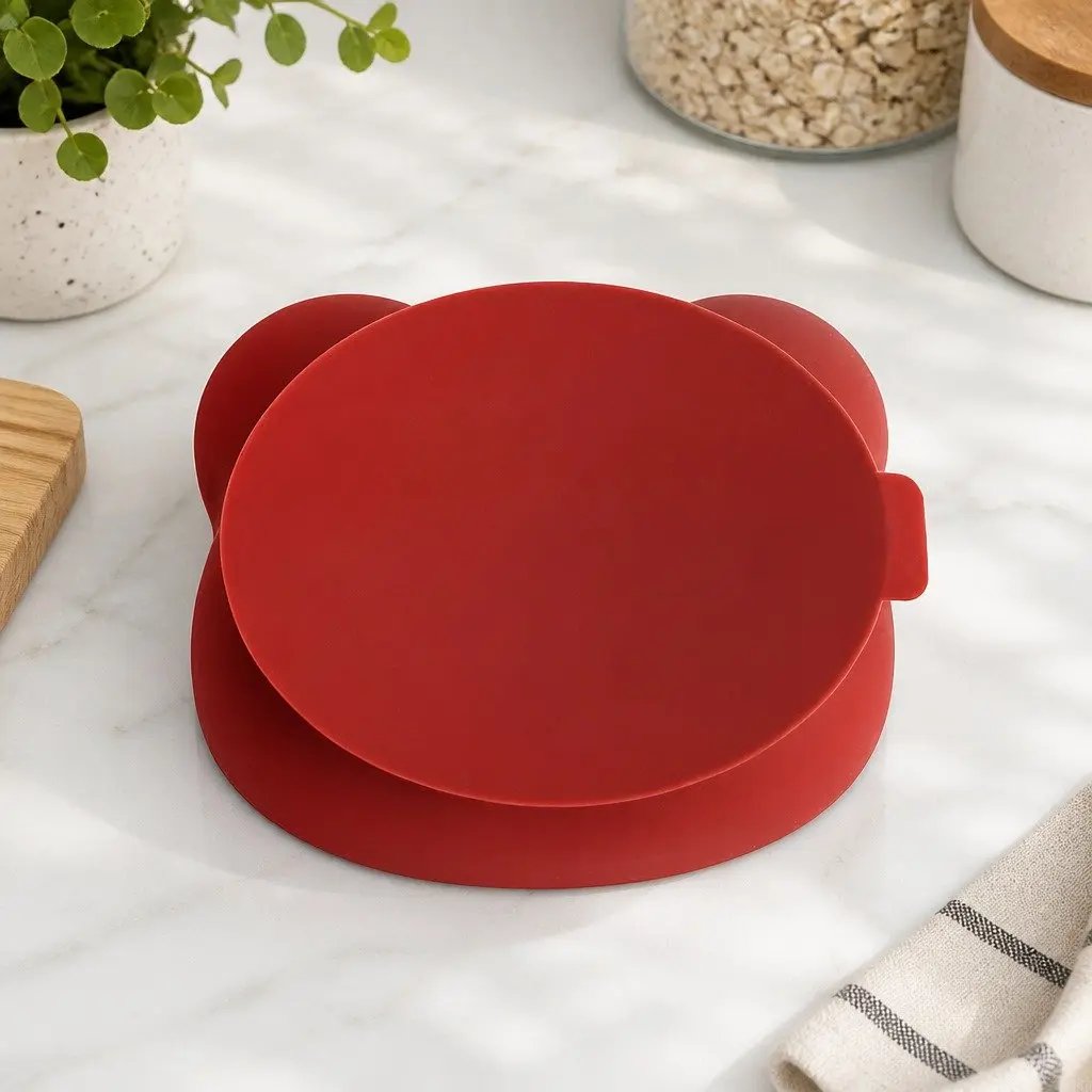 Suction Bowl with Lid for Toddlers Kids Feeding Mealtime Silicone Rust
