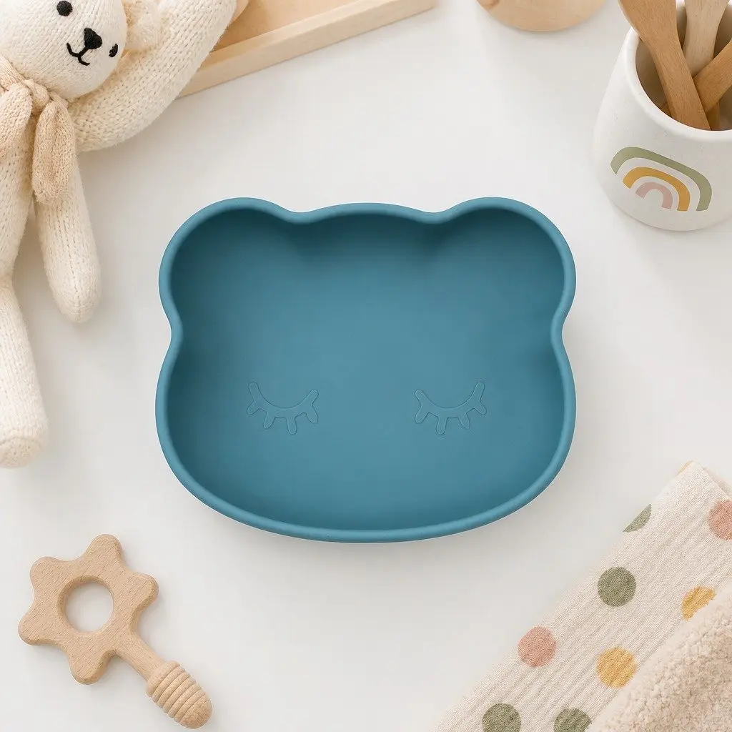 Suction Base Feeding Bowl Blue Dusk Baby Toddler Bowl with Lid