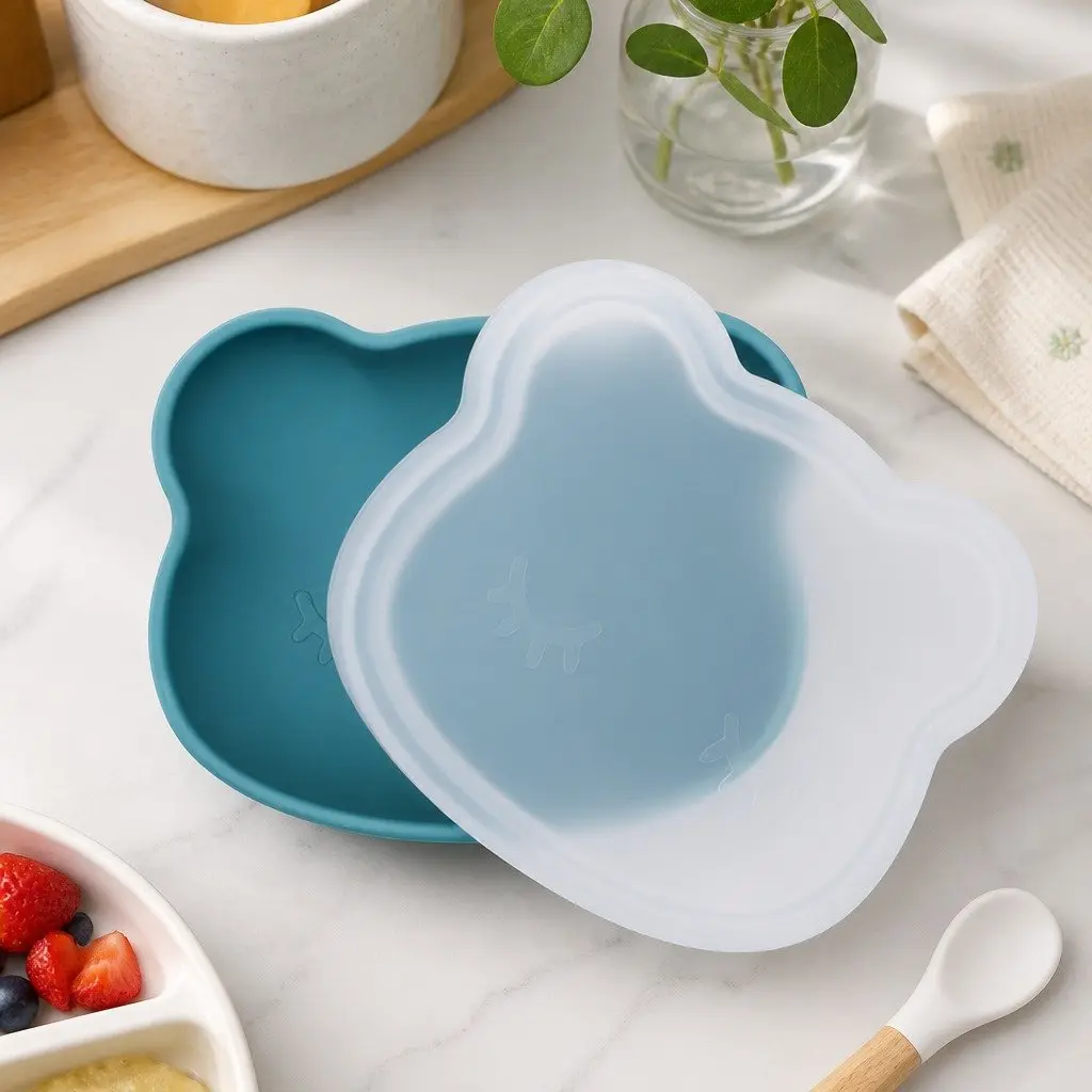 Suction Base Feeding Bowl Blue Dusk Baby Toddler Bowl with Lid
