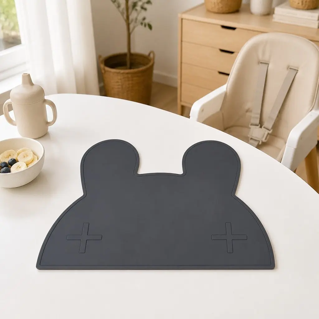 Bunny Silicone Placemat Charcoal Non-Slip Dishwasher Safe for Toddler Kids Feeding