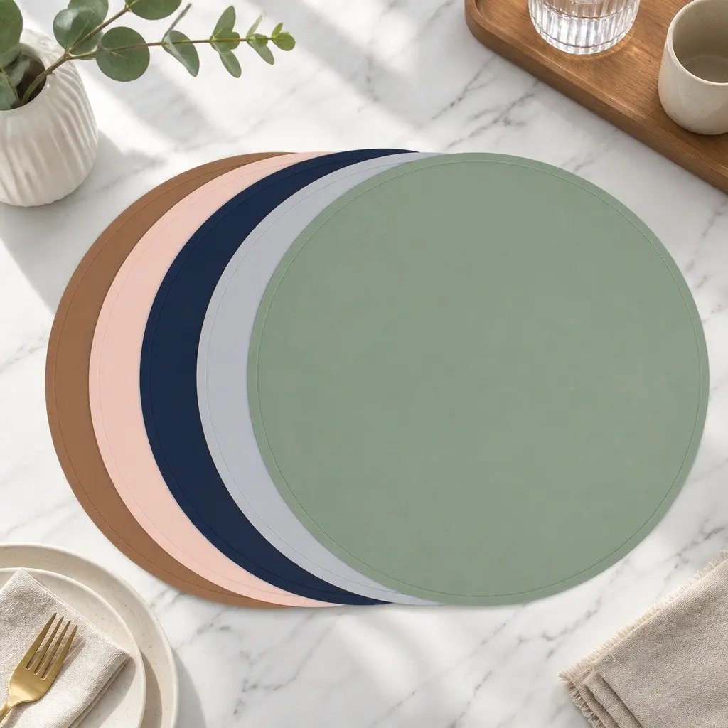 Round Silicone Placemat Grey 38cm Non-Slip Food-Safe Mat