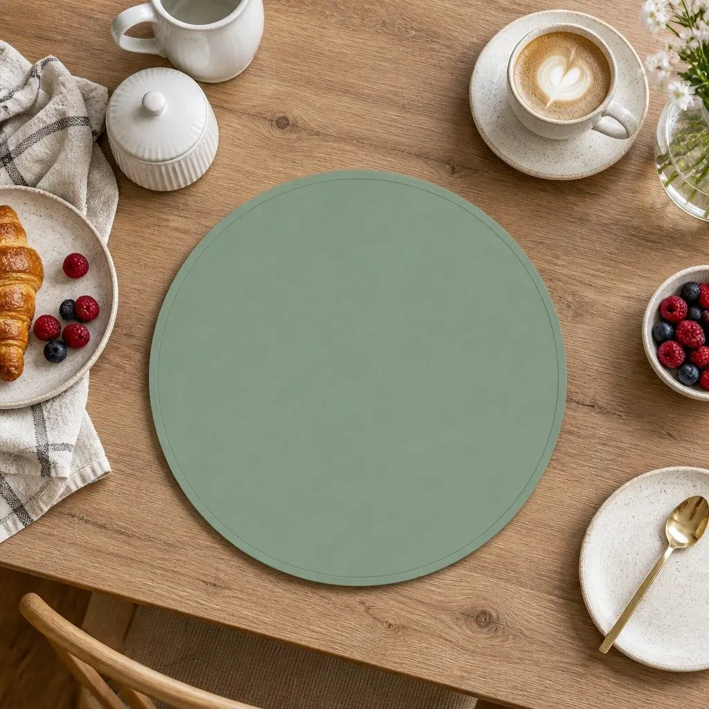 Round Silicone Placemat Navy 38cm Non-Slip Flexible Durable Dishwasher Safe