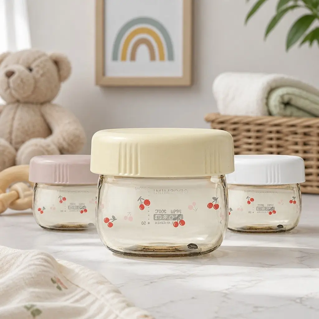 Baby Food Storage Jars Set White Rose Gold Pure Gold 150ml Microwave Dishwasher Safe Reusable Container