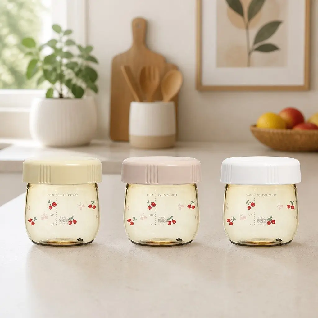 Baby Food Storage Jars Set White Rose Gold Pure Gold 150ml Microwave Dishwasher Safe Reusable Container