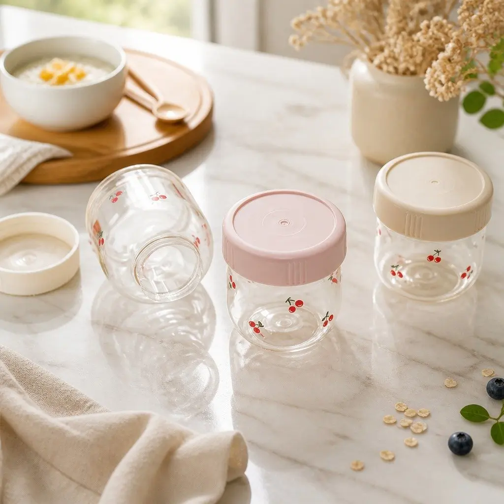 Baby Food Storage Jars Set White Rose Gold Pure Gold 150ml Microwave Dishwasher Safe Reusable Container