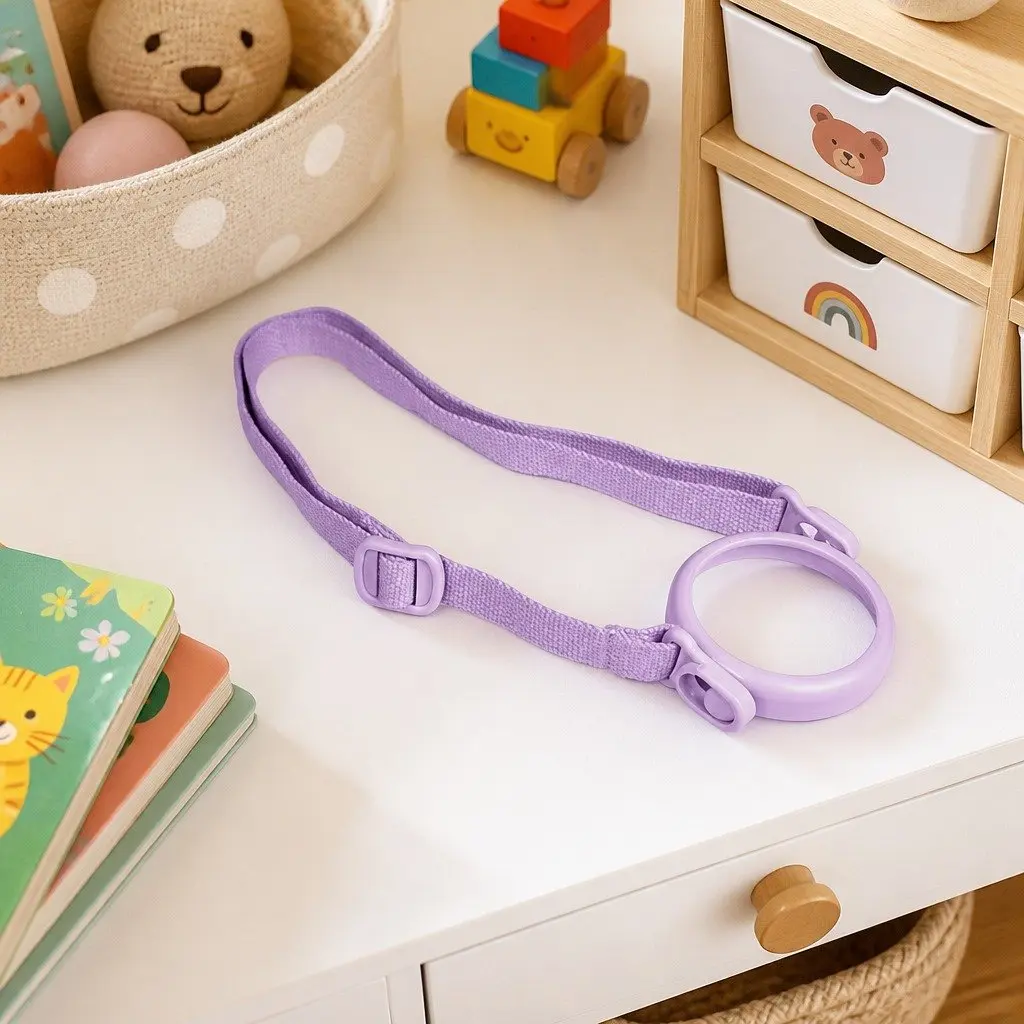 Kids Straw Cup Carrier Pink Adjustable Shoulder Strap