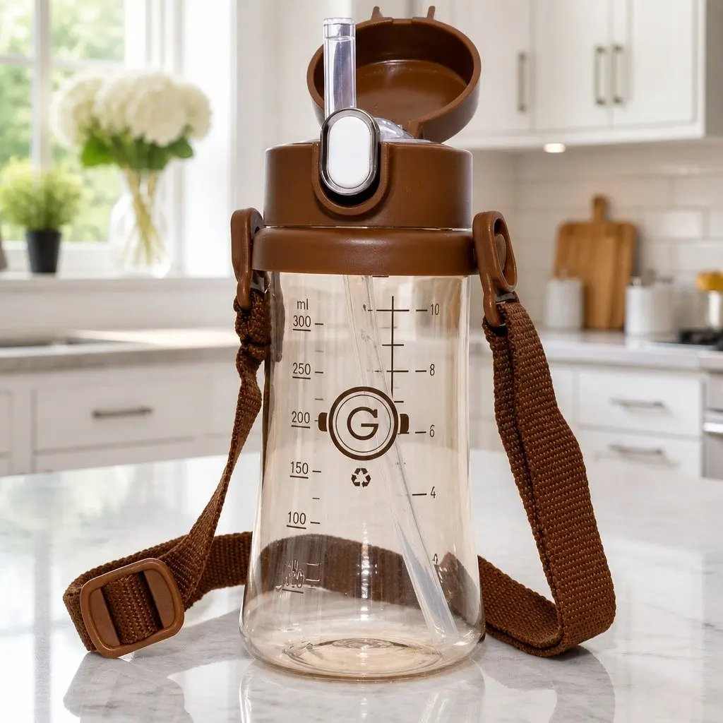 Straw Cup Strap Gold Adjustable Shoulder Sling for Kids Water Bottle Carrier