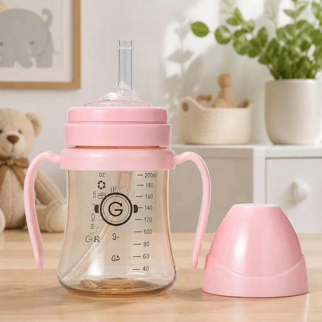 Straw Cup 200ml Baby Sippy Cup with Handle Ergonomic Design Infant Feeding