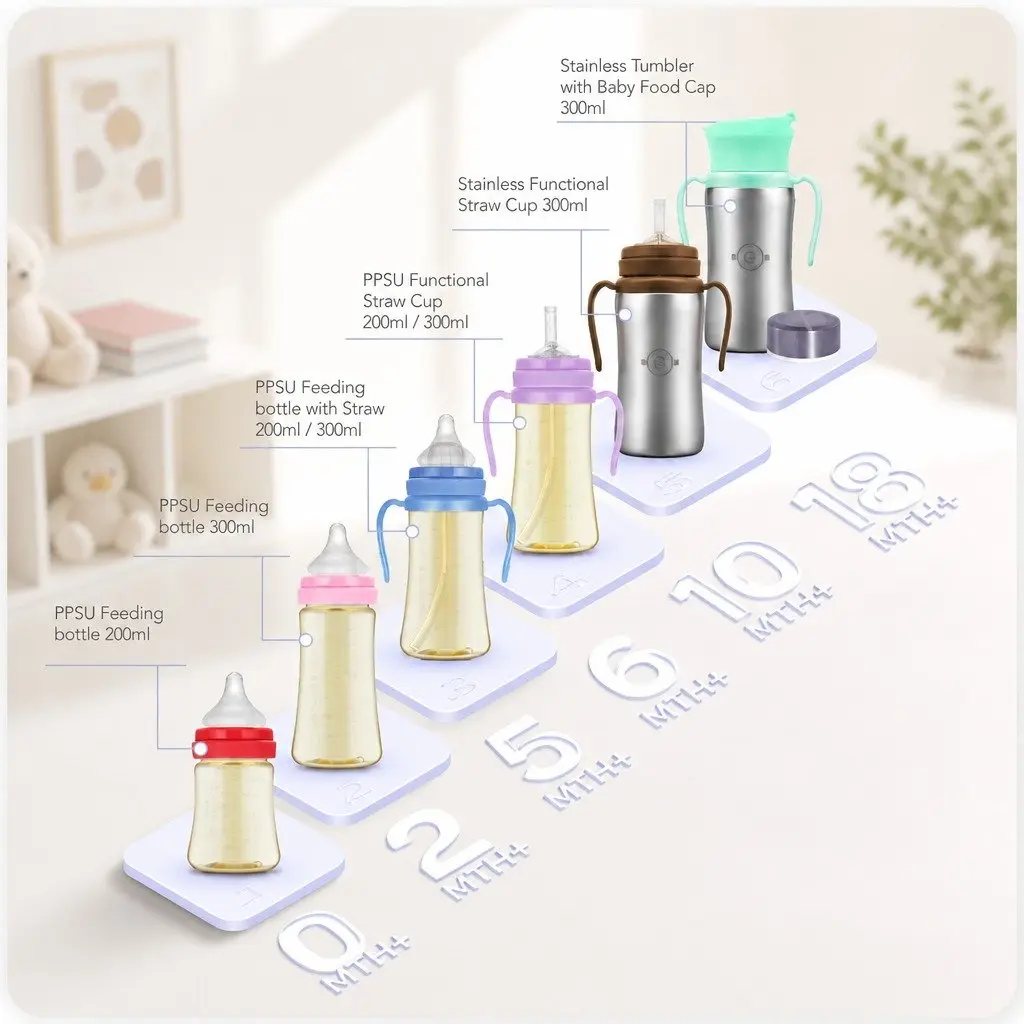 Newborn Feeding Bottle 200ml Wide Neck Anti-Colic Stage 0 Nipple Easy Clean