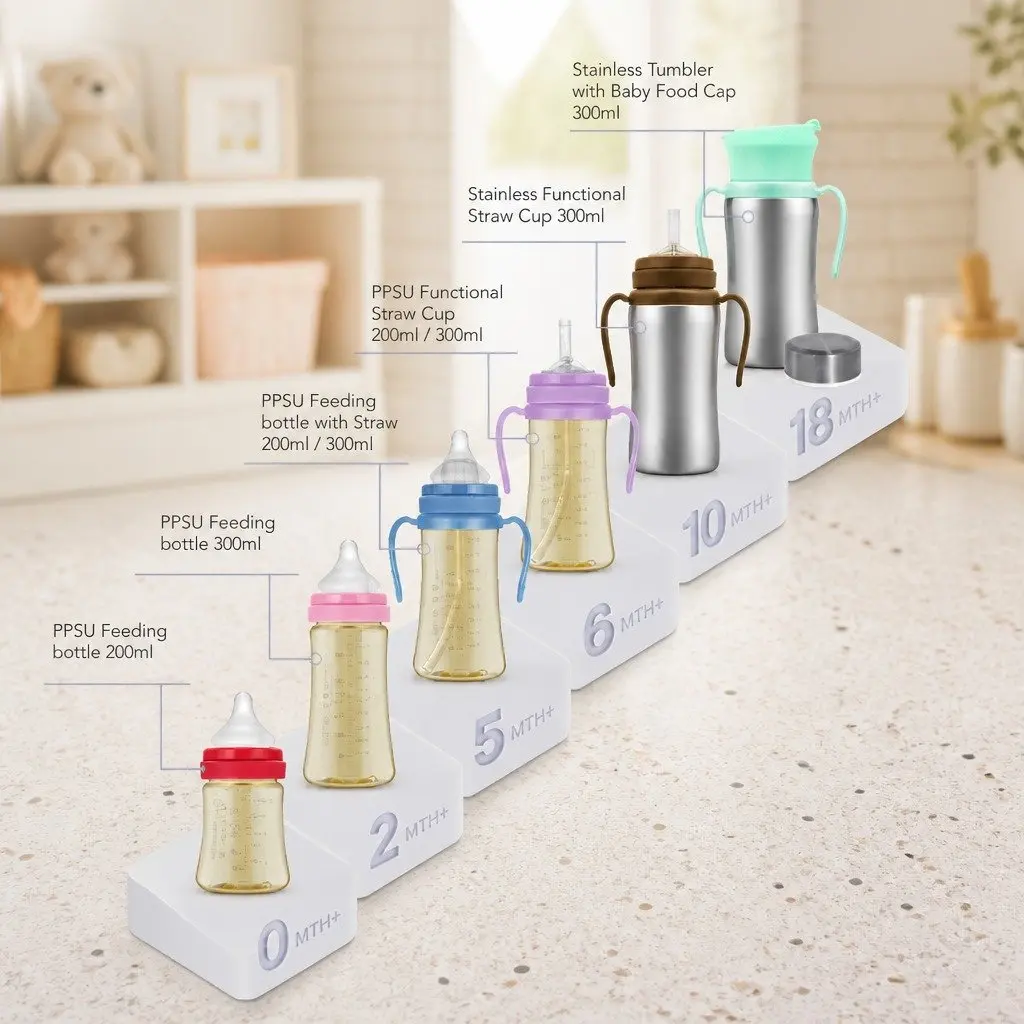 Newborn Feeding Bottle Red 200ml Stage 0 Nipple Anti-Colic Wide Neck