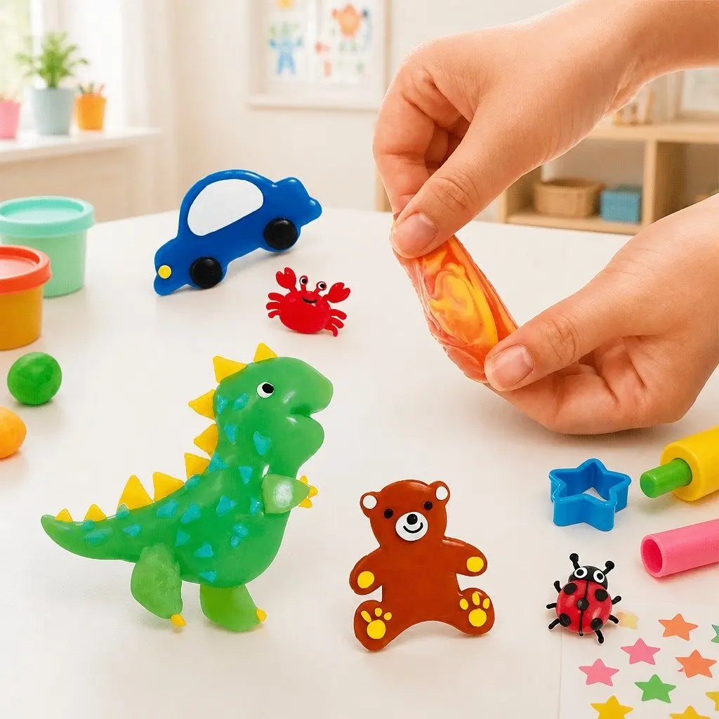Silicone Clay Set Aqua Magic Seaworld Water Resistant Soft Non Drying Kids Bath Toy Making Craft Play Set