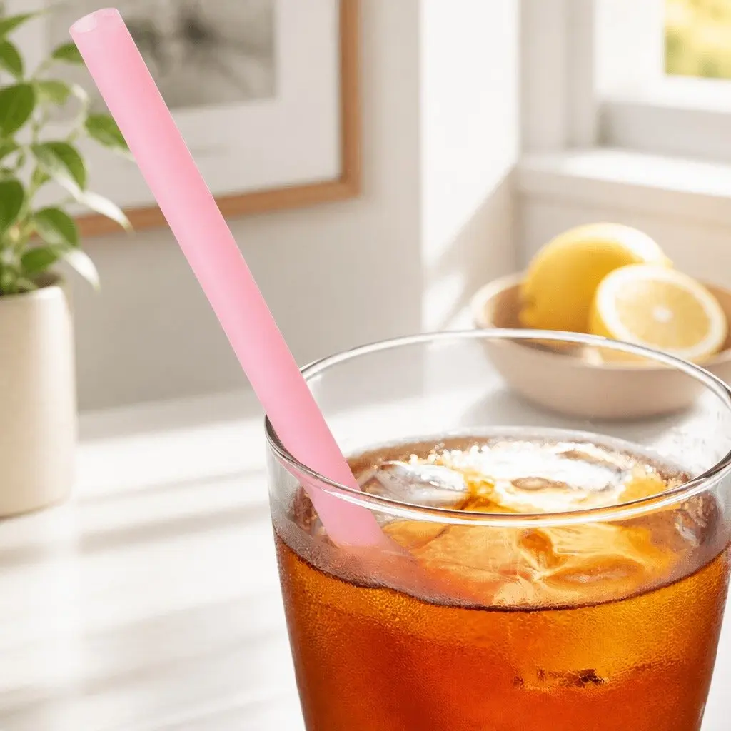 Resealable Silicone Zipper Straw for Kids Reusable Drinking Tube Pink Yellow