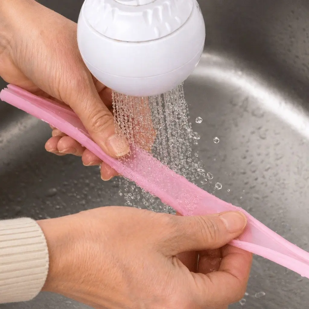 Resealable Silicone Zipper Straw for Kids Reusable Drinking Tube Pink Yellow