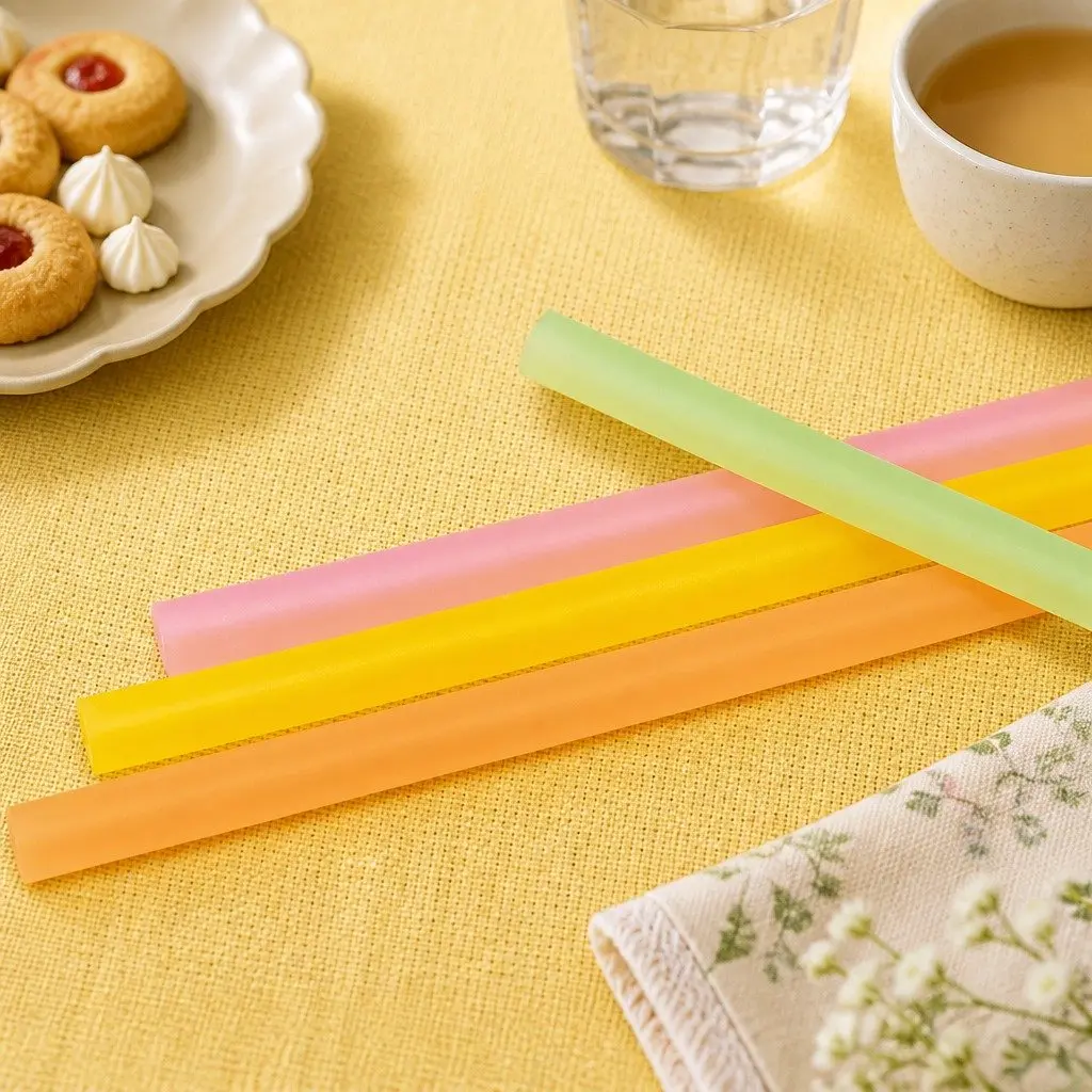 Resealable Silicone Zipper Straw for Kids Reusable Drinking Tube Pink Yellow