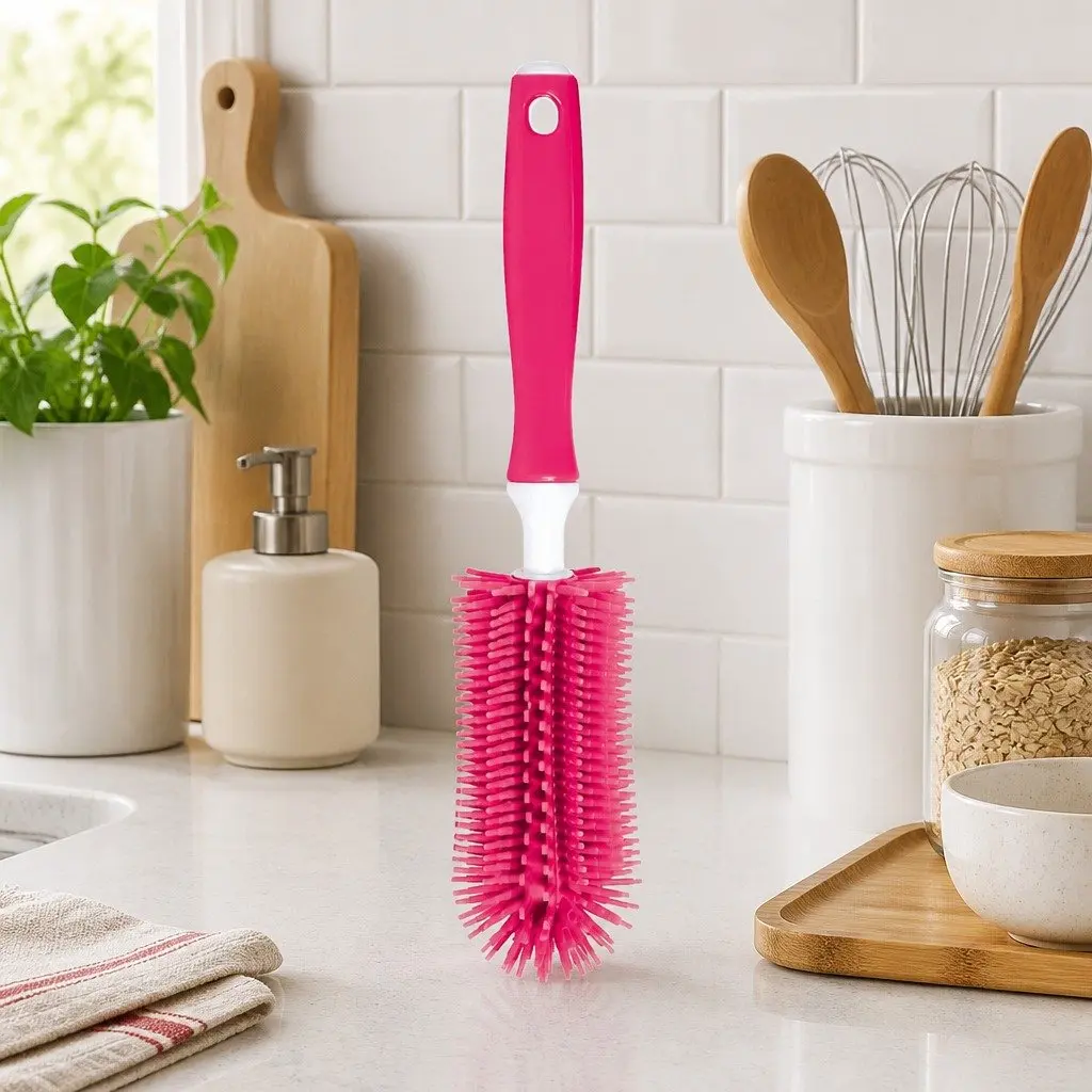 Silicone Baby Bottle Brush Pink Cleaning Brush for Bottles Cups Tumblers