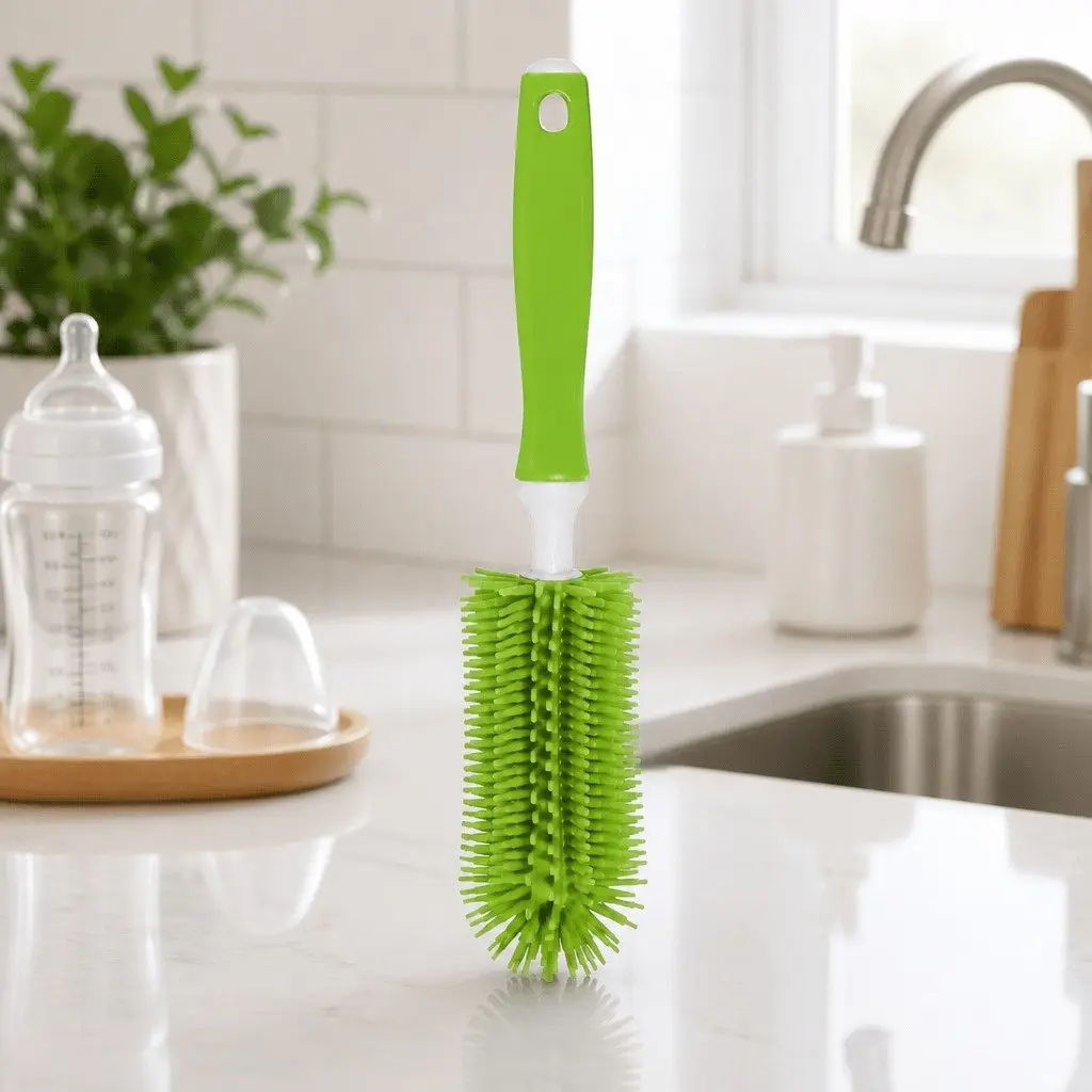 Silicone Baby Bottle Brush Pink Cleaning Brush for Bottles Cups Tumblers