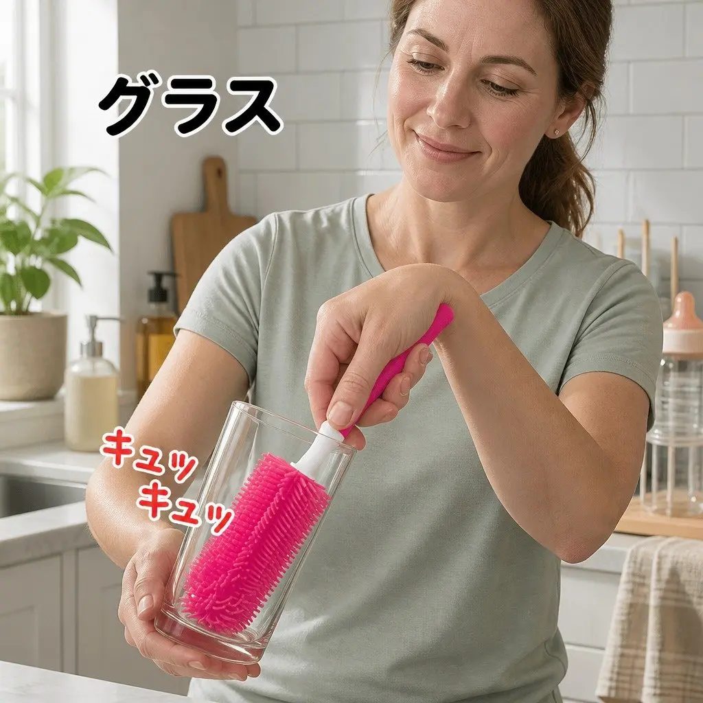 Silicone Baby Bottle Brush Pink Cleaning Brush for Bottles Cups Tumblers