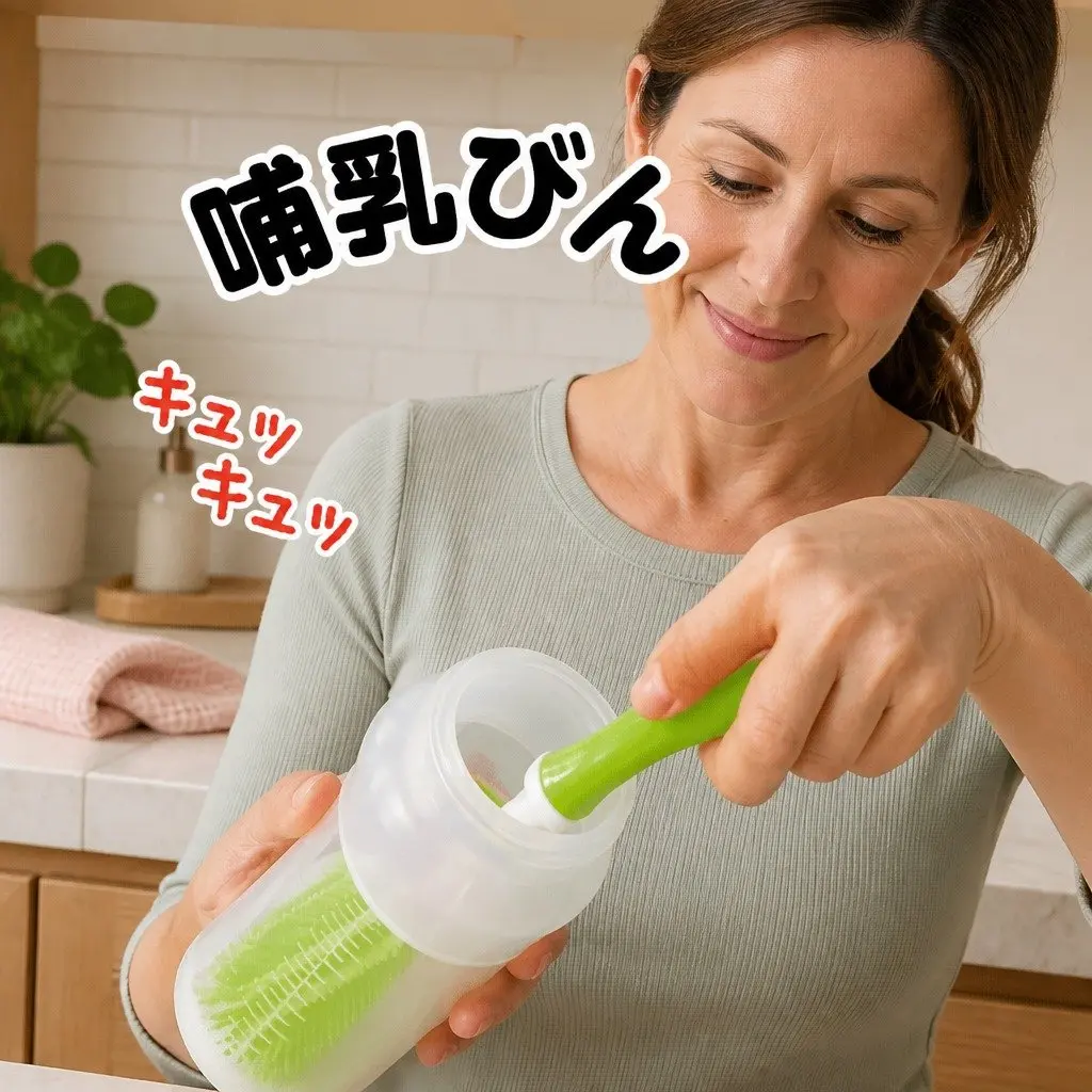Silicone Baby Bottle Brush Pink Cleaning Brush for Bottles Cups Tumblers