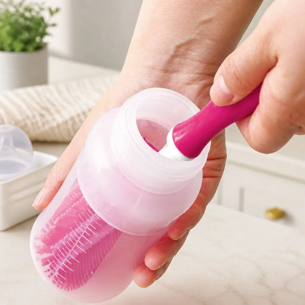 Silicone Baby Bottle Brush Green Durable Bristles Easy to Clean