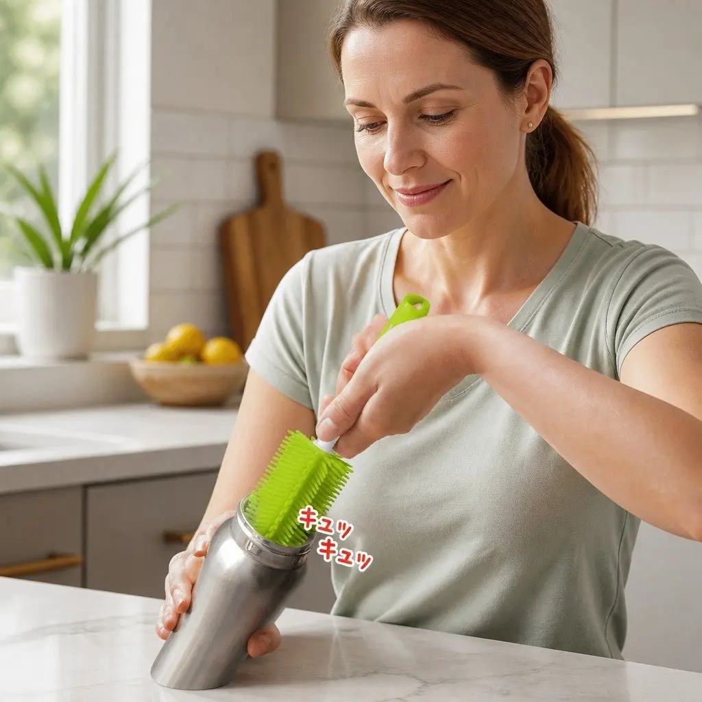 Silicone Baby Bottle Brush Green Durable Bristles Easy to Clean