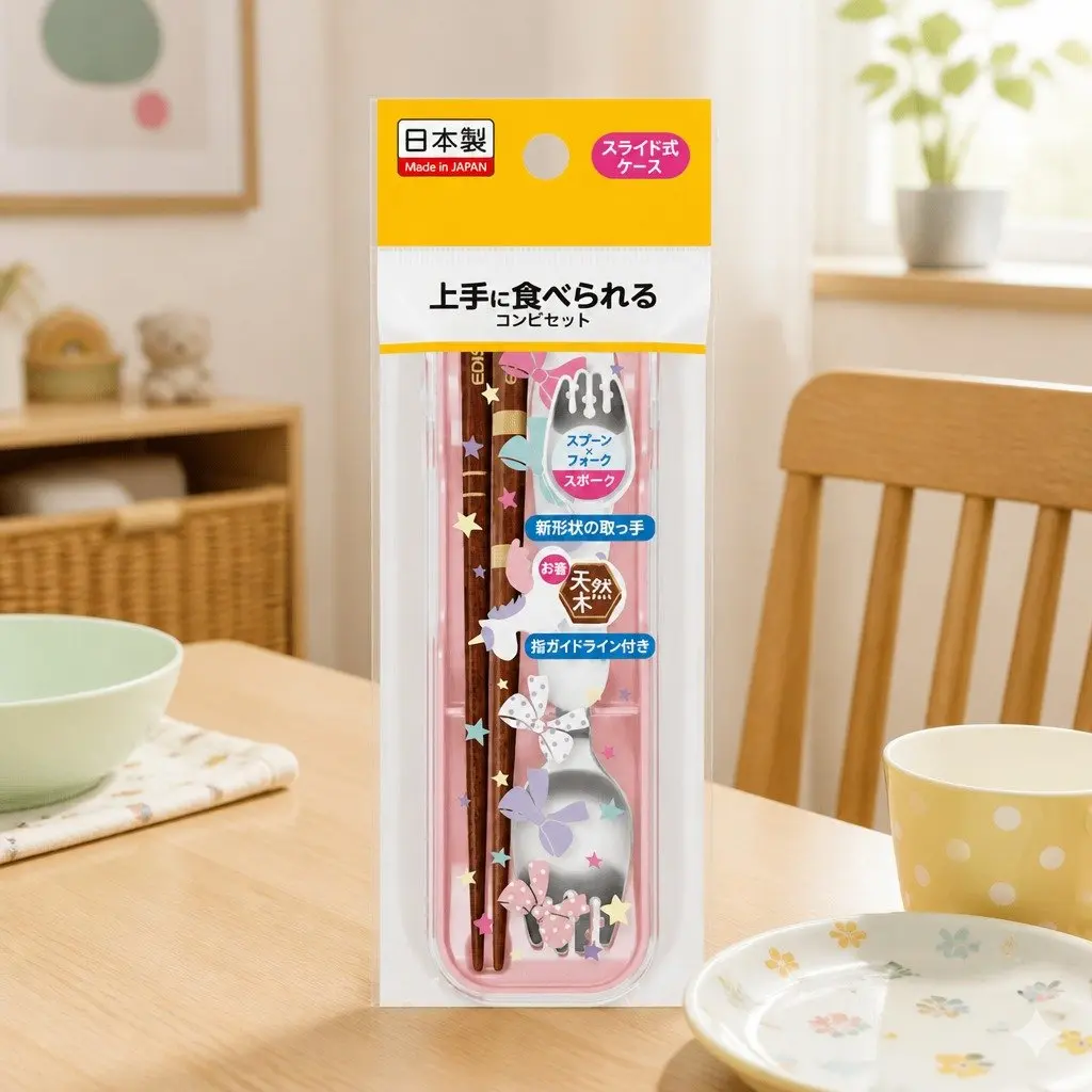 Portable Spork Set Unicorn Kids Hexagonal Chopsticks Sliding Storage