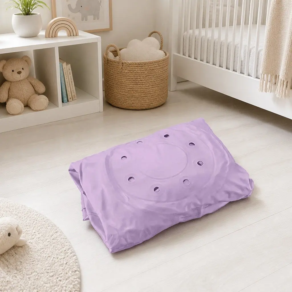 Inflatable Baby Chair Purple Gray Low Center Gravity Soft Air Cushion