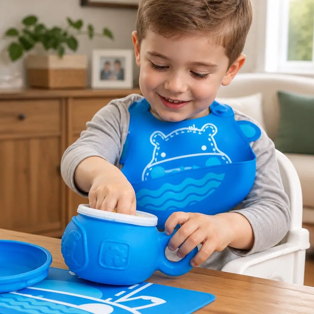 Snack Bowl Green Small Spill-Proof Lid Reach-Through Opening Handle