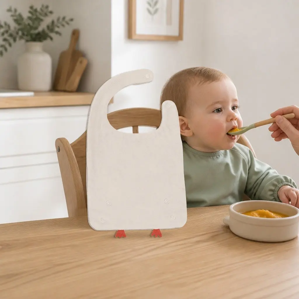 Baby Bib Cotton Soft Adjustable Snap Closure Mealtime Protection 19 x 26 cm