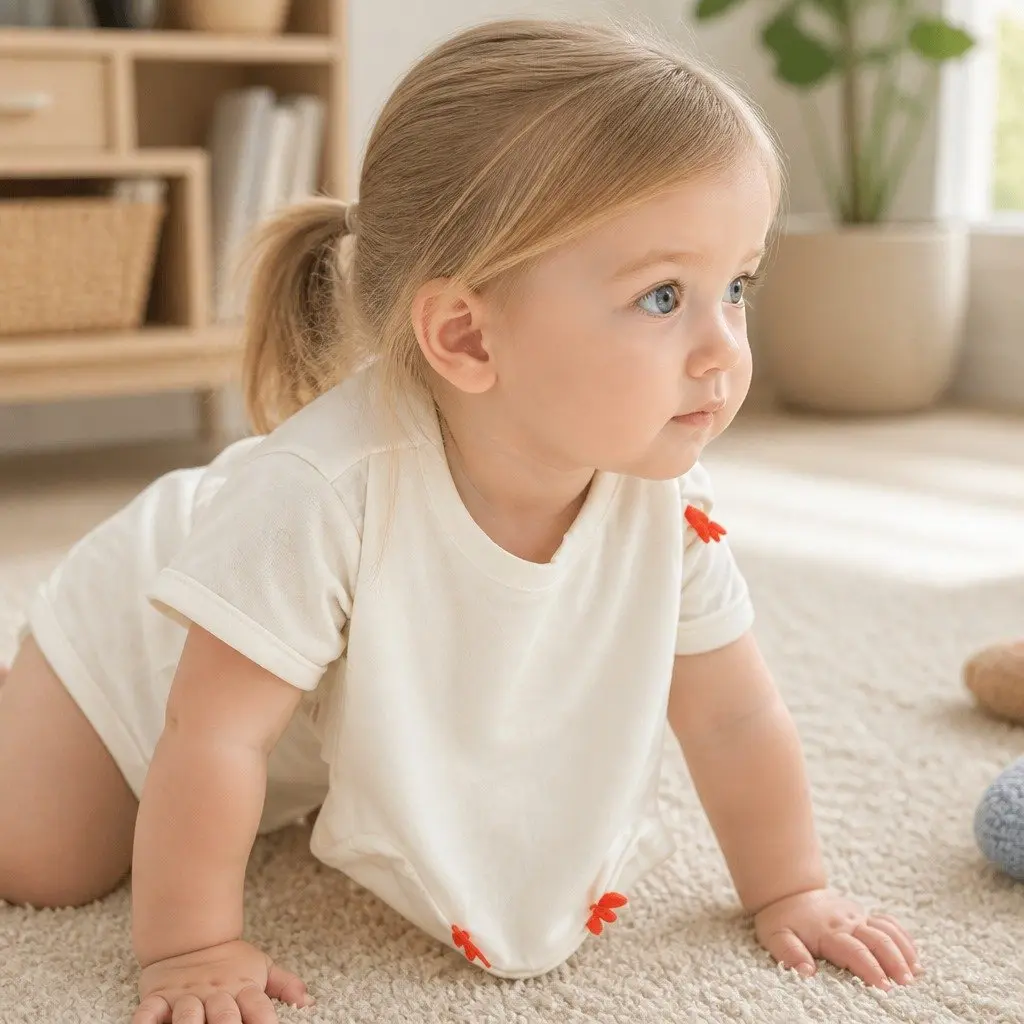 Baby Bib Cotton Soft Adjustable Snap Closure Mealtime Protection 19 x 26 cm