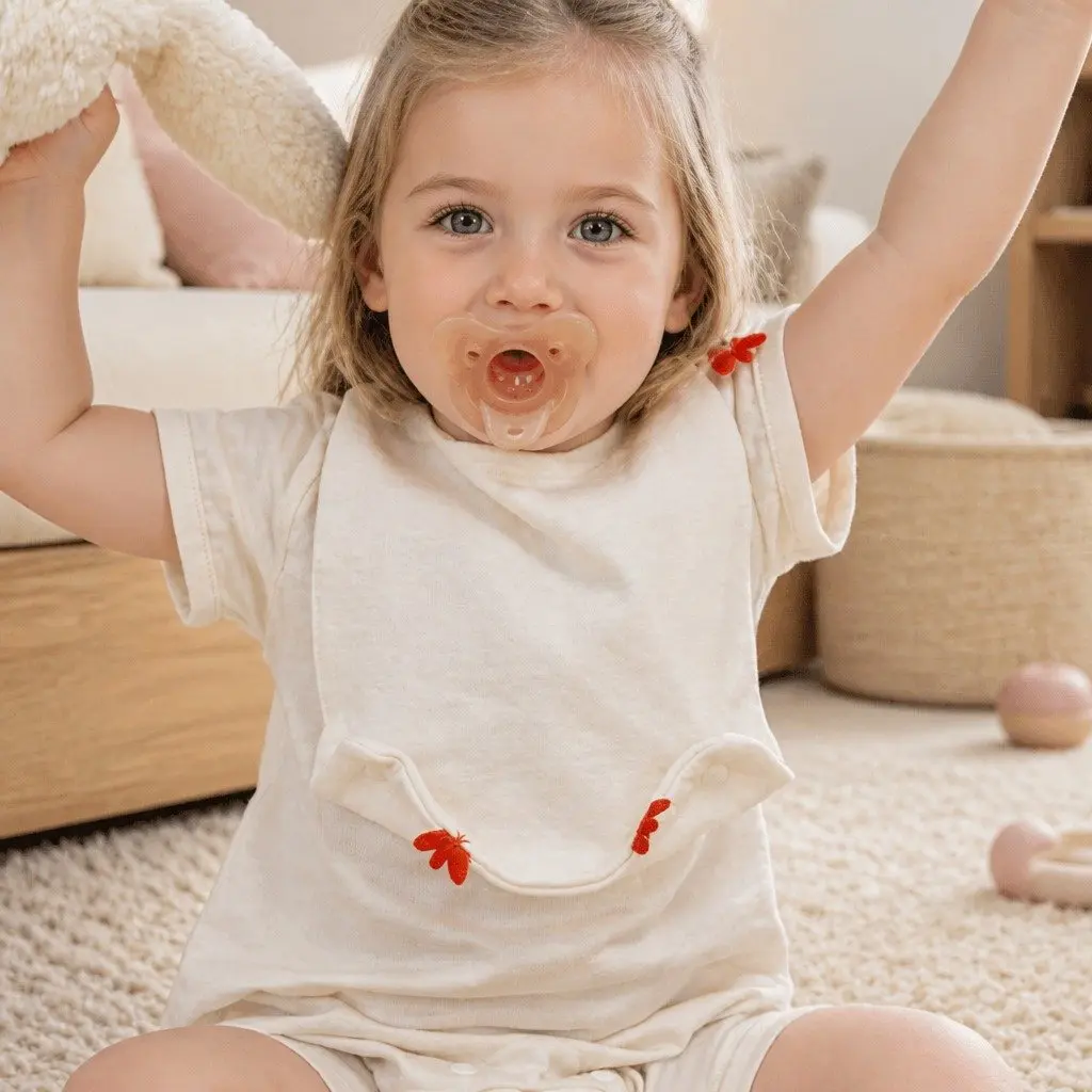 Baby Bib Cotton Soft Adjustable Snap Closure Mealtime Protection 19 x 26 cm