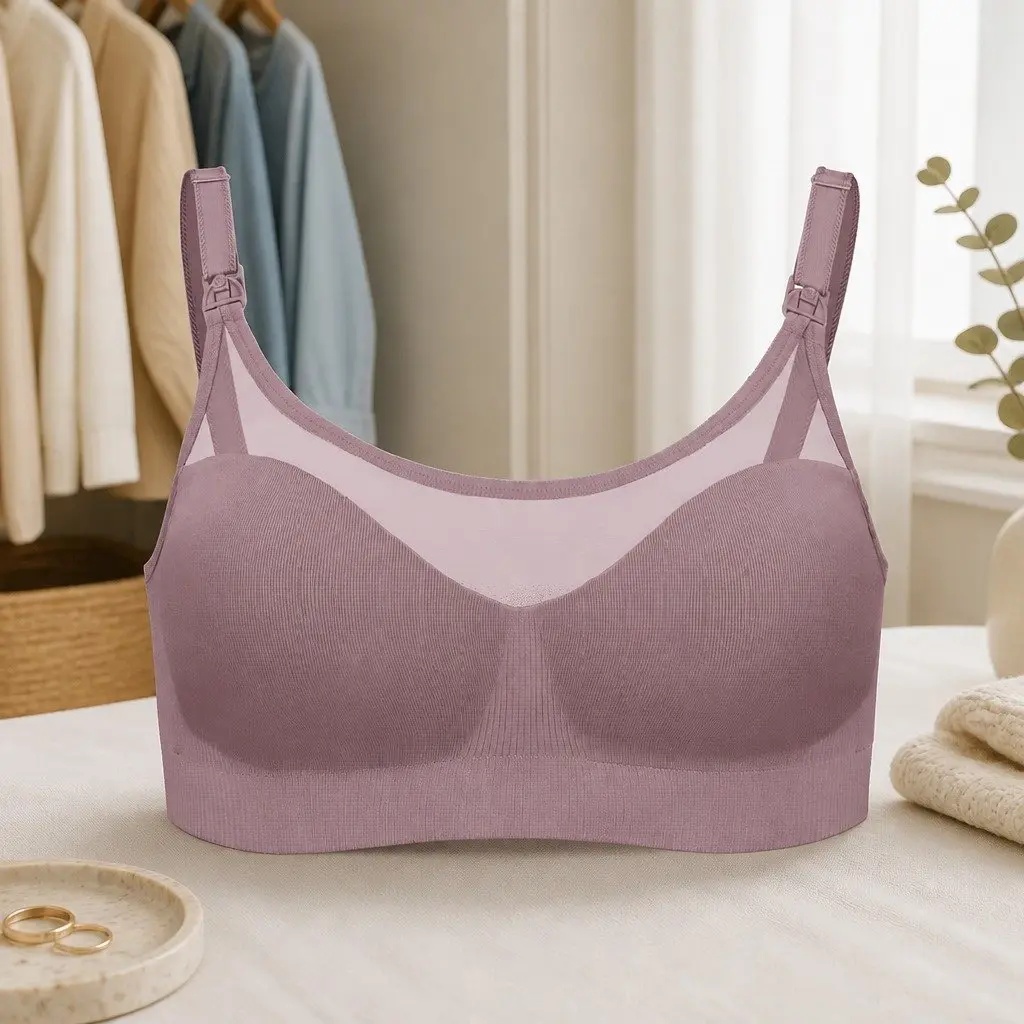 Seamless Sheer Nursing Bra Maternity Bra Wire-Free 4-Way Stretch Comfortable