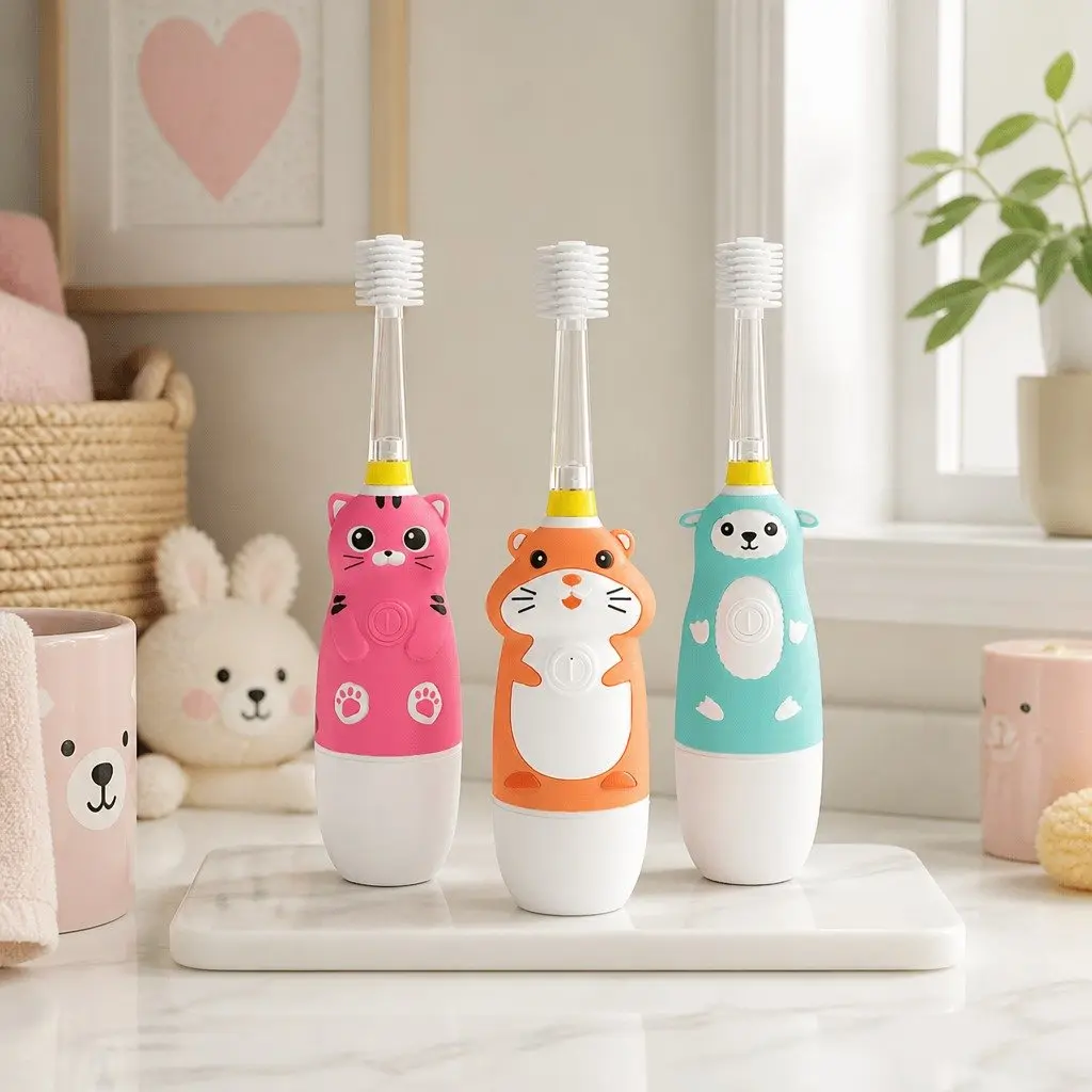 Kids Electric Toothbrush Pink 140mm 360-Degree Sonic with LED Light for Ages 1-4 Years