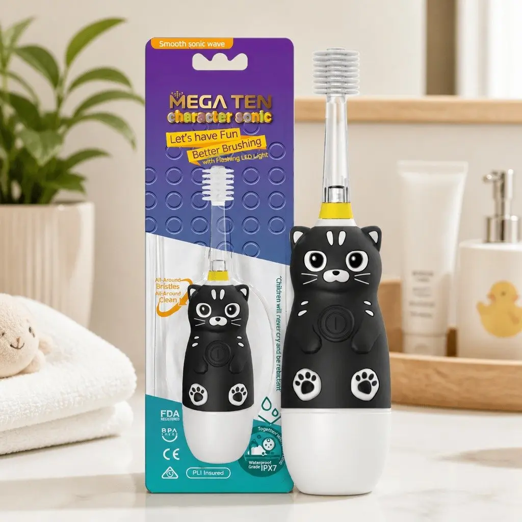 Kids Electric Toothbrush Blue 140mm 360-Degree Sonic Cleaning LED Light Auto-Off Timer