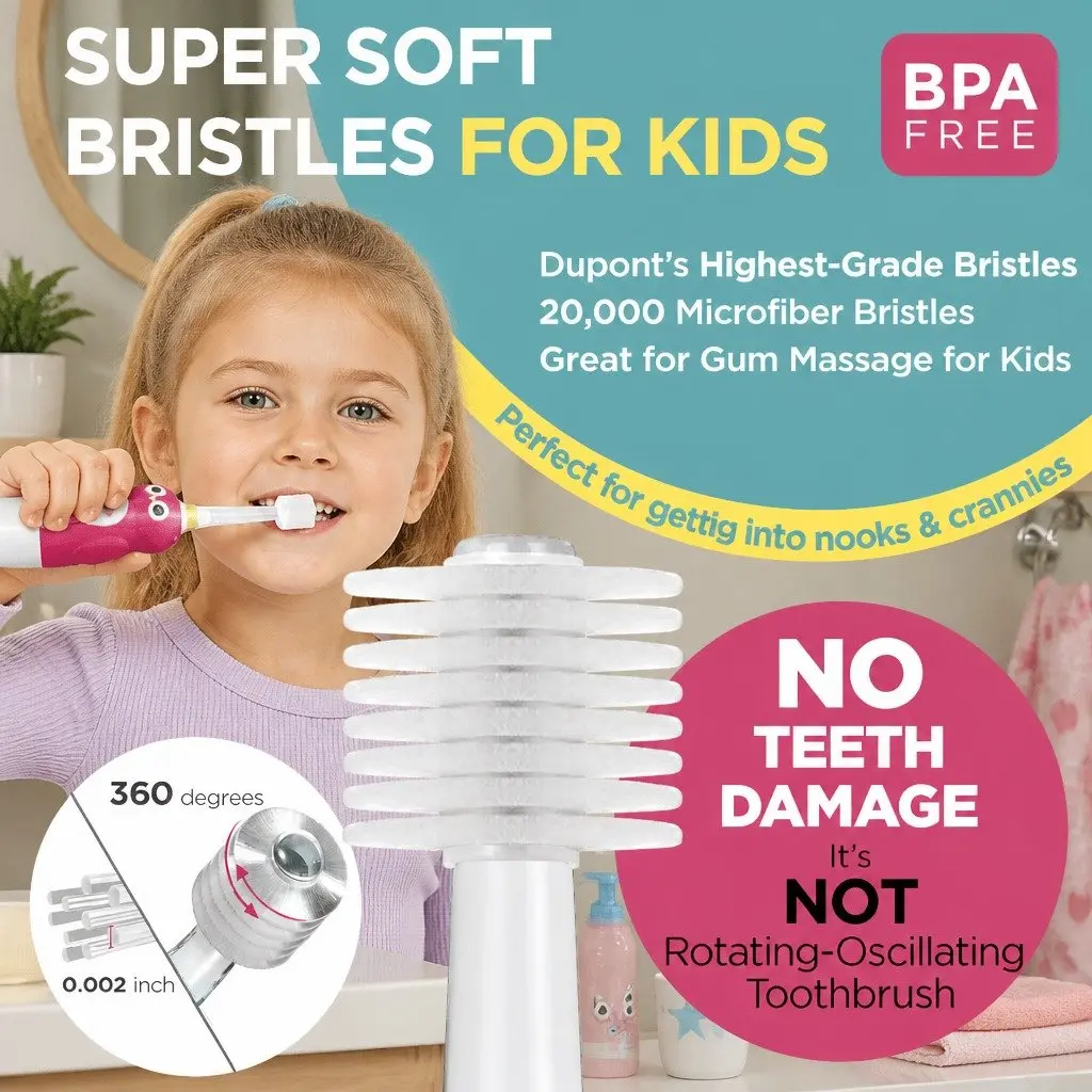 Kids Electric Toothbrush Blue 140mm 360-Degree Sonic Cleaning LED Light Auto-Off Timer