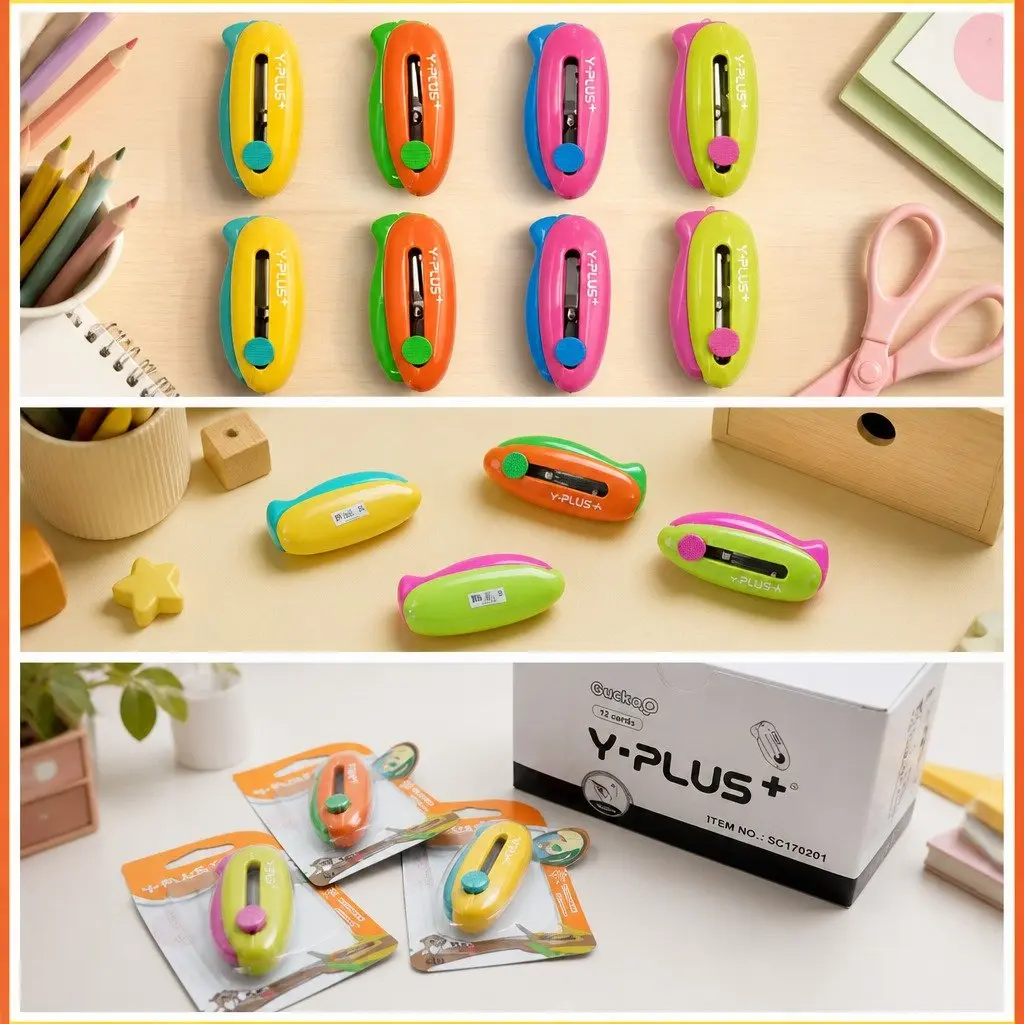 Spring-Action Pocket Scissors Kids Crafts Round Curved Blade Retractable Safe