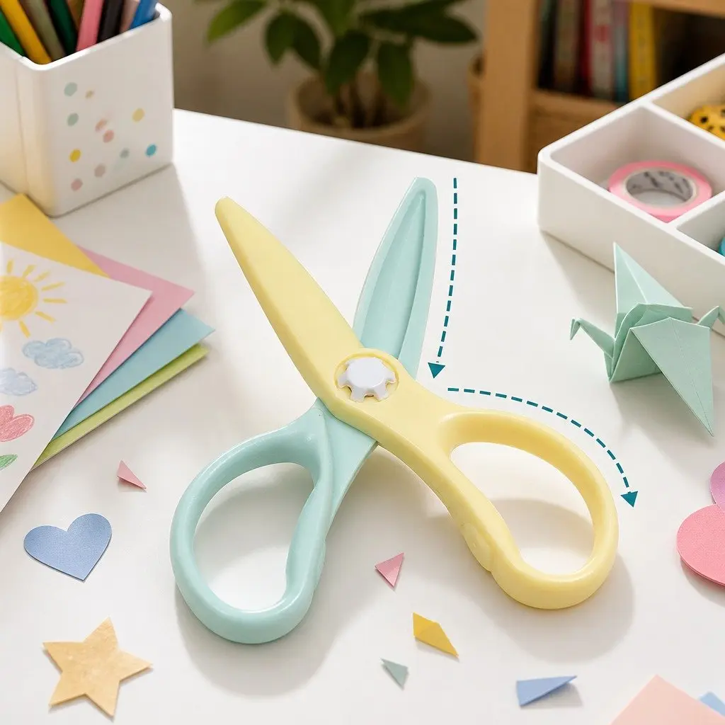 Children's Safety Scissors Curved Blade Multi Color 17cm Safe Cutting Tool for Kids Arts and Crafts