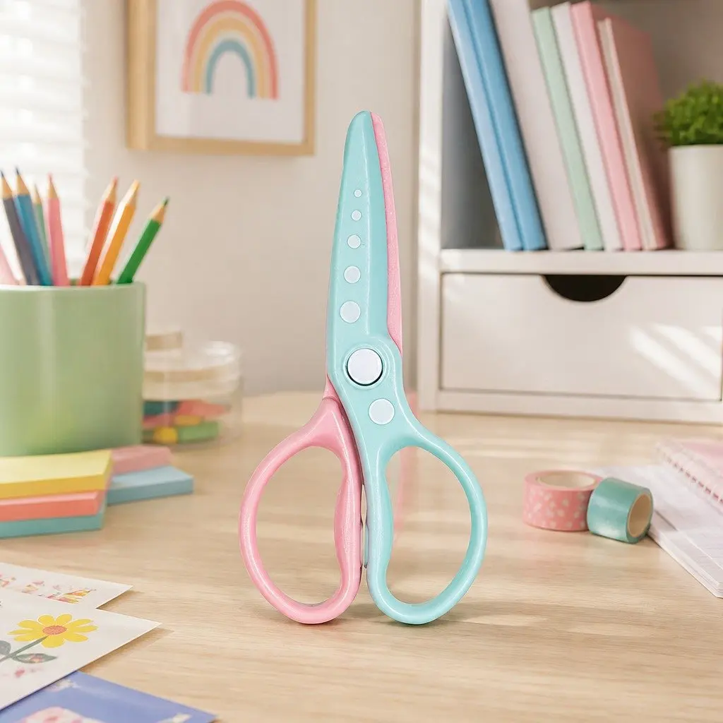 Children's Safety Scissors Curved Blade Multi Color 17cm Safe Cutting Tool for Kids Arts and Crafts