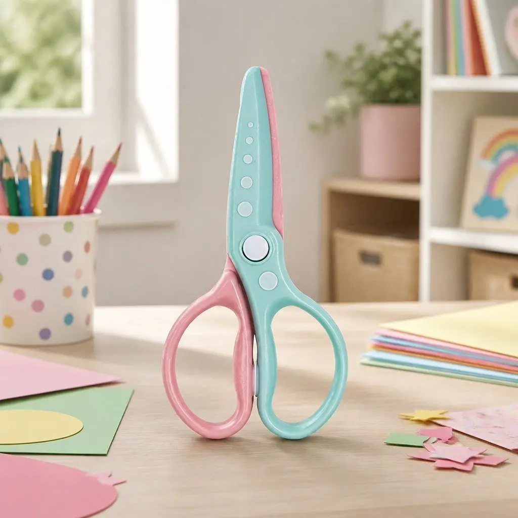 Children's Safety Scissors Curved Blade Multi Color 17cm Safe Cutting Tool for Kids Arts and Crafts